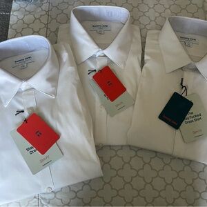 Tommy John White Slim Fit Stay Tucked Men's Dress Shirts 3 NEW *read description